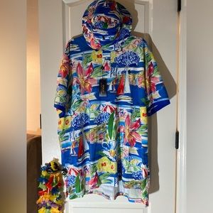 Brand New Matching Tropical Polo Collared Shirt and Bucket Hat